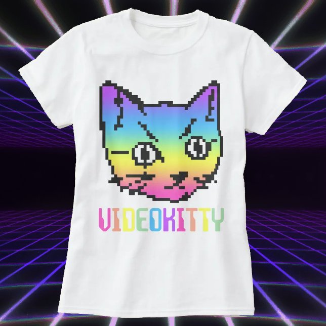 T-SHIRT CHEMISE À GRAPHISME PIXELISÉ DE CHAT VIDEO KITTY (Créateur téléchargé)