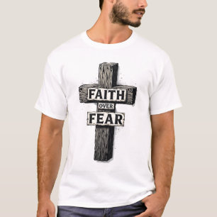 T-shirt Chemise à gravure vintage Croix Foi sur Peur (1)