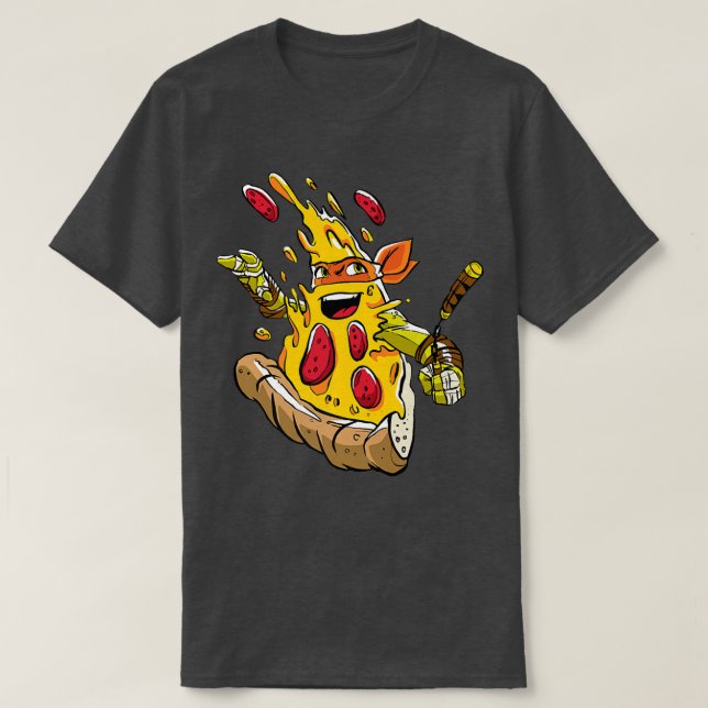T-shirt Chemise À La Pizza, Enfants À La Pizza, Fille À La (Design devant)