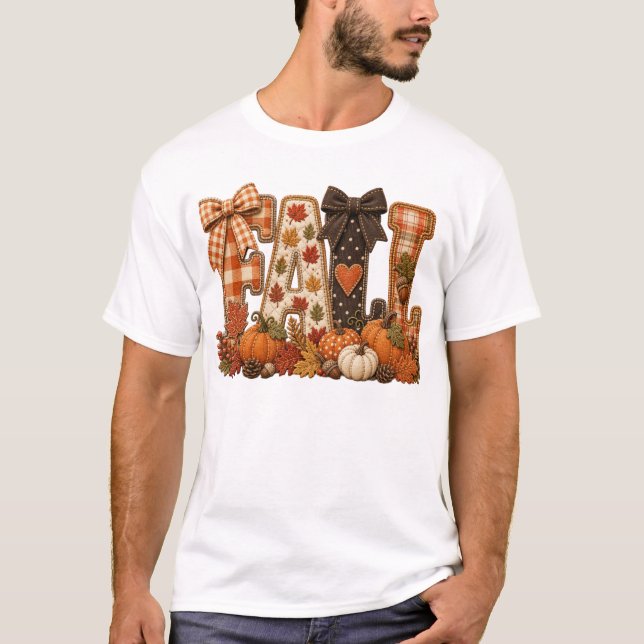 T-shirt Chemise à lettres patchwork automne confortable  R (Devant)
