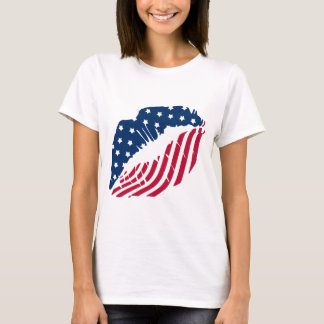 T-shirt Chemise à lèvres rouges et bleues