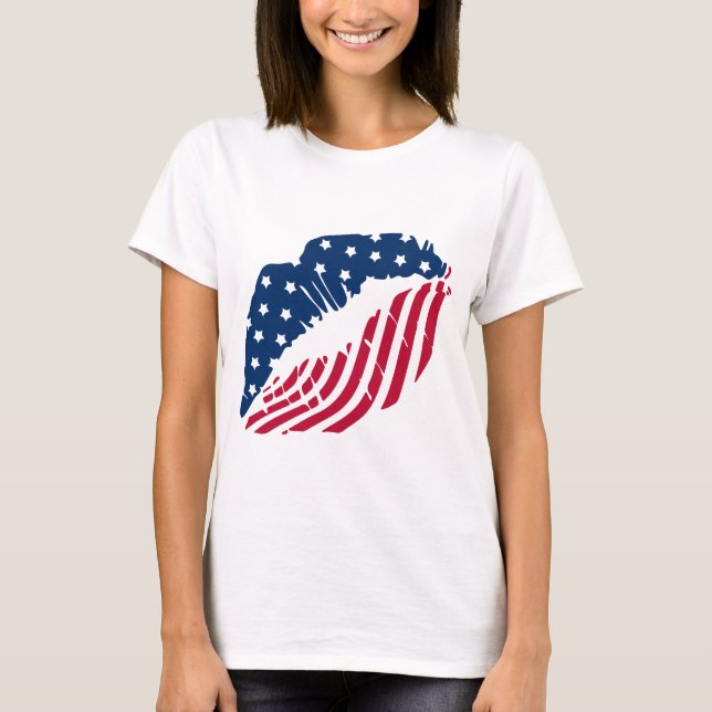 T-shirt Chemise à lèvres rouges et bleues (Devant)