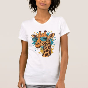 T-shirt Chemise à lunettes de soleil de girafe gravée vint