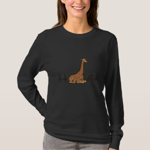 T-shirt Chemise à manches avec dessin de girafe vintage_1
