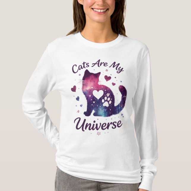 T-shirt Chemise à manches longues Chat sont mon univers Ga (Devant)