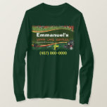 T-shirt Chemise à manches longues coupée en laiton<br><div class="desc">Marquez votre entreprise d'aménagement paysager de pelouse avec ces chemises à manches longues vertes. Customisez en ajoutant vos propres informations si nécessaire. Les oeuvres d'art incluses sur cette chemise sont la tondeuse à gazon,  le râteau de cour,  le souffleur de feuilles et les coupe-bordure de haie.</div>