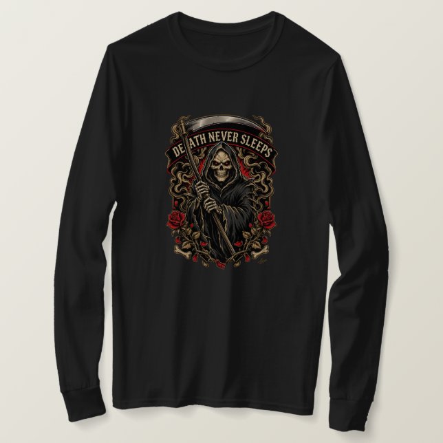 T-shirt Chemise à manches longues Death Never Sleeps (Design devant)