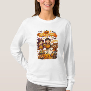 T-shirt Chemise à manches longues Halloween Cute Trick Or 