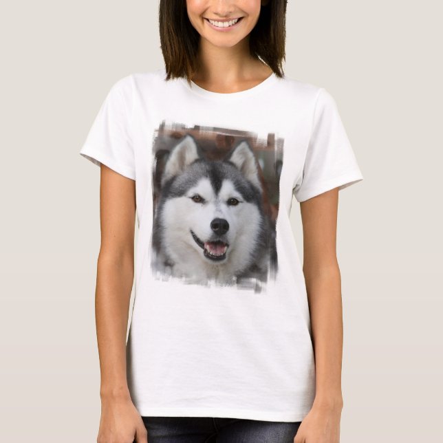 T-shirt Chemise à manches longues Husky Chien (Devant)