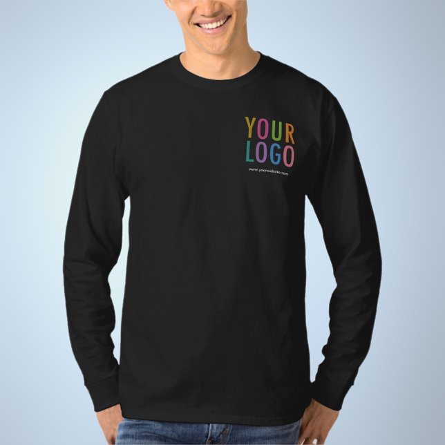 T-shirt Chemise à manches longues - Logo de l'entreprise s (MISOOK Men's Black Long Sleeve Shirt with Logo)