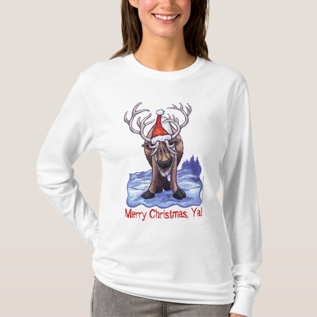 T-shirt Chemise à manches longues Reindeer de Noël (Devant)