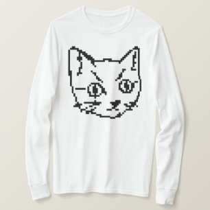 T-SHIRT CHEMISE À MANCHES LONGUES VIDEO KITTY CAT PIXEL AR