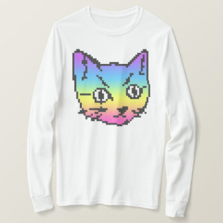 T-SHIRT CHEMISE À MANCHES LONGUES VIDEO KITTY CAT PIXEL AR