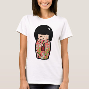 T-shirt Chemise à poupée japonaise Kawaii Kokeshi (rose)