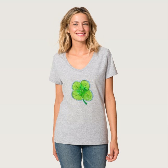 T-shirt Chemise à quatre feuilles (Devant entier)