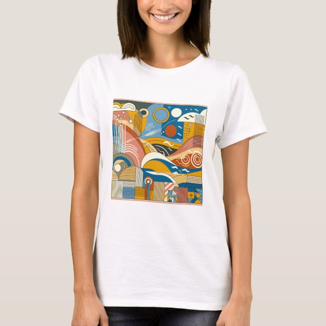 T-shirt Chemise abstraite colorée pour femmes (Devant)