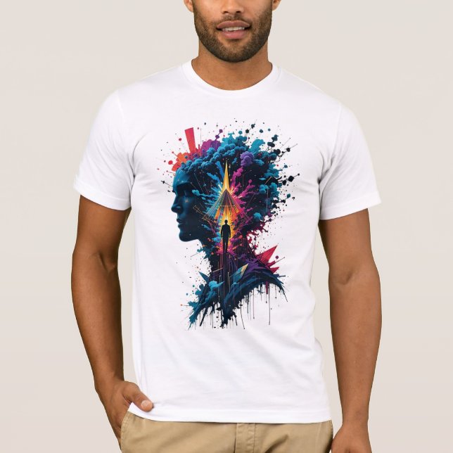 T-shirt chemise abstraite couleur (Devant)