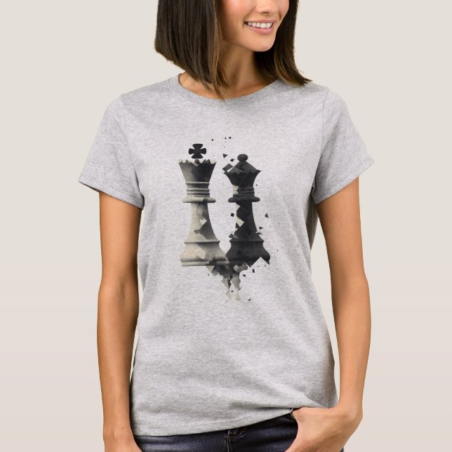 T-shirt Chemise Abstraite d'échecs King & Queen (Devant)