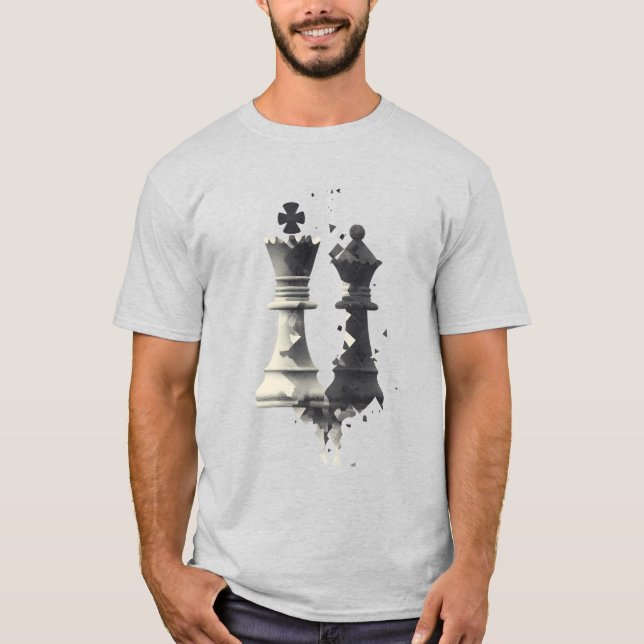 T-shirt Chemise Abstraite d'échecs King & Queen (Devant)
