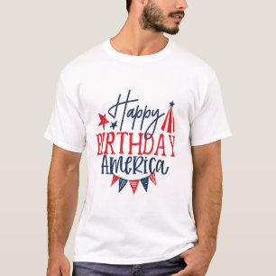 T-shirt Chemise Amérique White Joyeux anniversaire