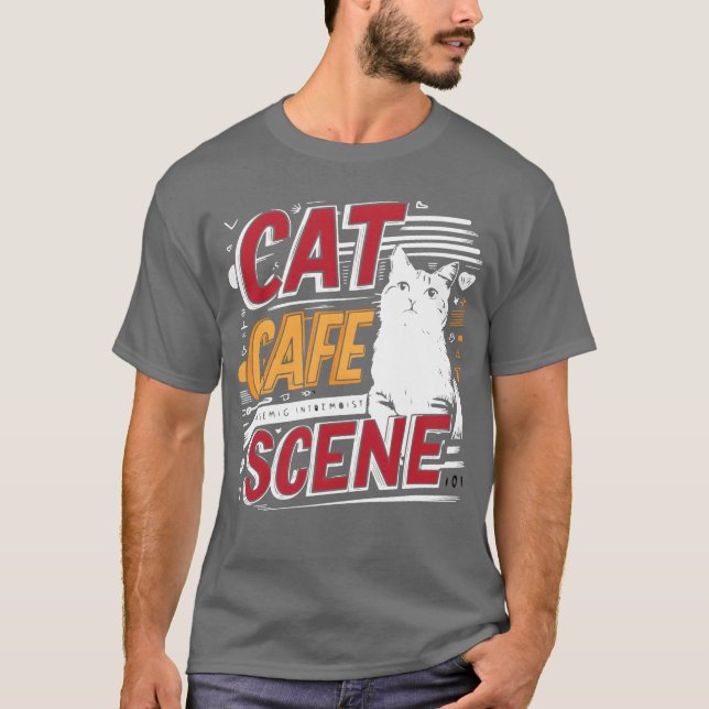 T-shirt Chemise amis scène café à chats (Devant)