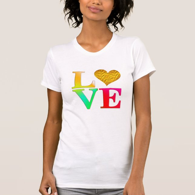 T-shirt Chemise Amour tendance, Chemise Coeur Arc-en-Ciel (Devant)