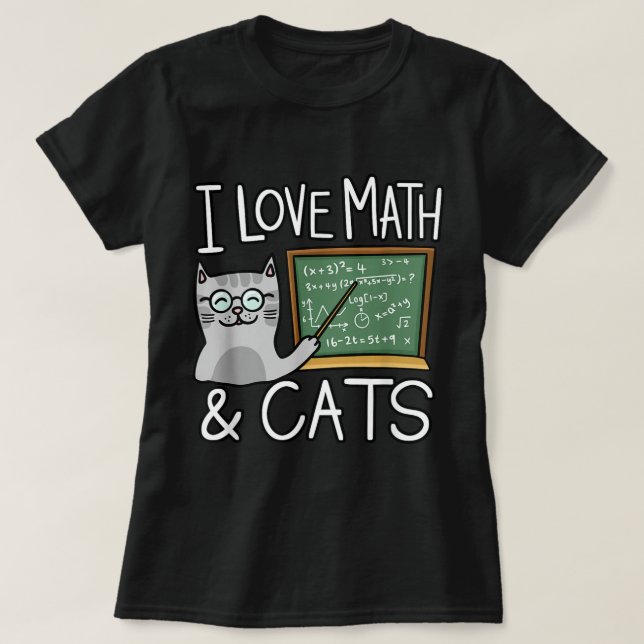T-shirt Chemise Amoureux des chats, J'Aime Les Maths Et Ch (Design devant)