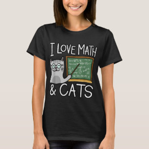 T-shirt Chemise Amoureux des chats, J'Aime Les Maths Et Ch
