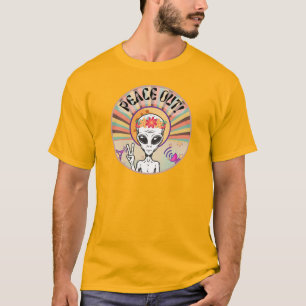 T-shirt Chemise amusante Alien Peace Out!