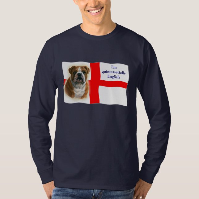 T-shirt Chemise anglaise de drapeau et de bouledogue (Devant)