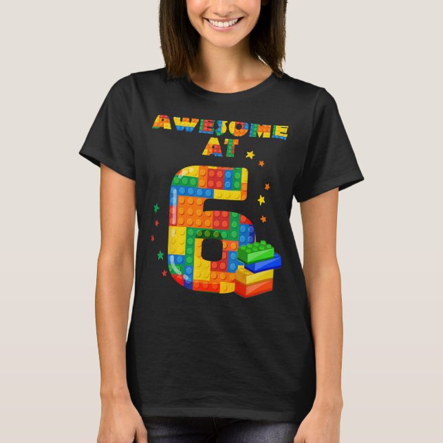 T-shirt Chemise Anniversaire Pour Enfants 6 Blocs De Bâtim (Devant)