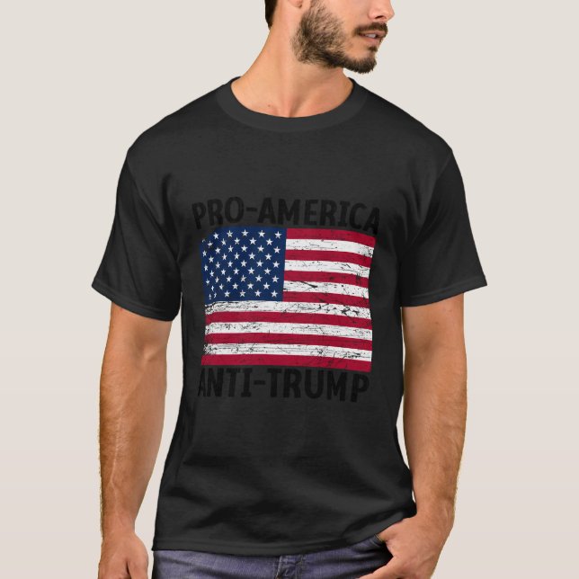 T-shirt Chemise anti-Trump pour l'Amérique - Drapeau améri (Devant)