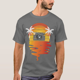 T-shirt Chemise appareil photo rétro coucher de soleil 70s
