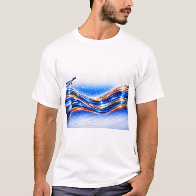 T-shirt Chemise Aqualume Wave – Flux Abstrait Bleu Orange  (Devant)