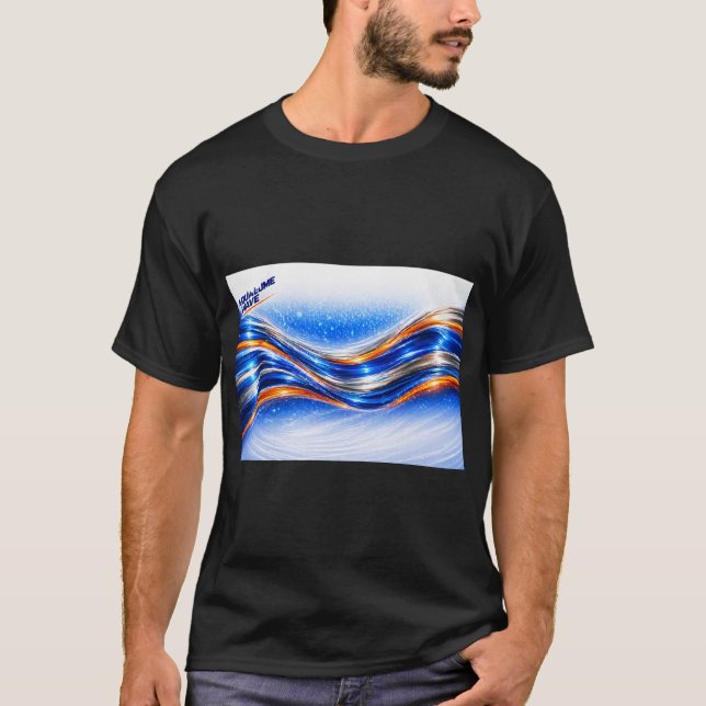 T-shirt Chemise Aqualume Wave – Flux Abstrait Bleu Orange  (Devant)