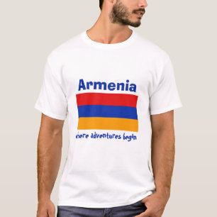 T-shirt Chemise Armenia Drapeau + Carte + Texte