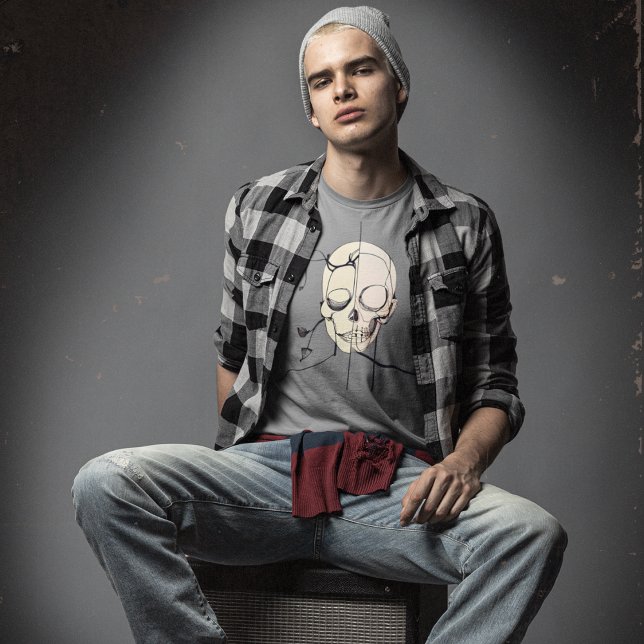 T-shirt Chemise artistique de ligne de crâne masculine - s (Créateur téléchargé)