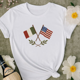 T-shirt Chemise aux drapeaux italiens américains Aspect