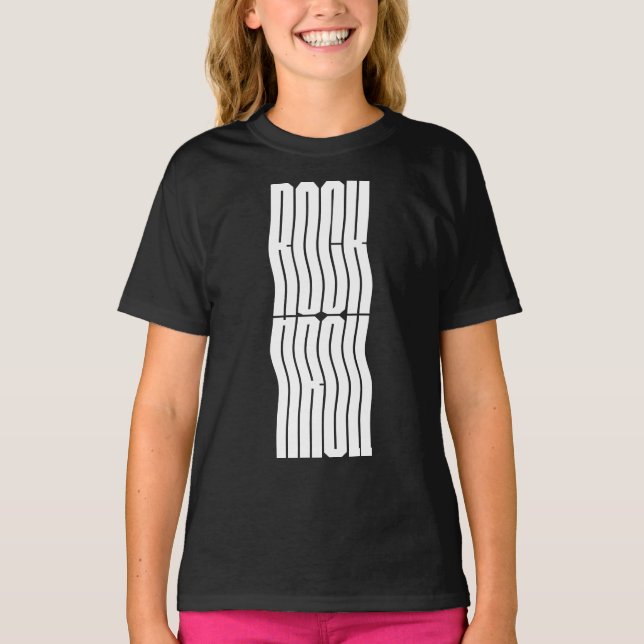 T-shirt chemise avec design de logo ondulé et gras rock an (Devant)