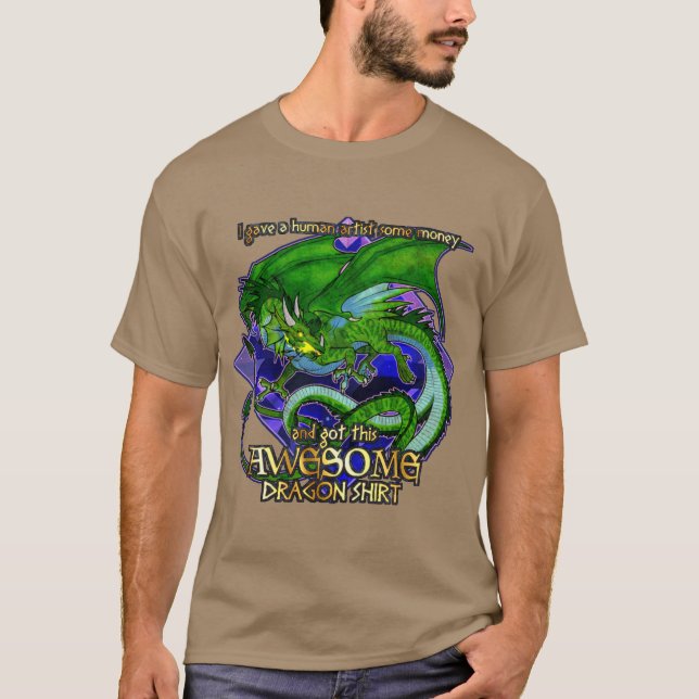 T-shirt Chemise Awesome Dragon (Vert) (Devant)
