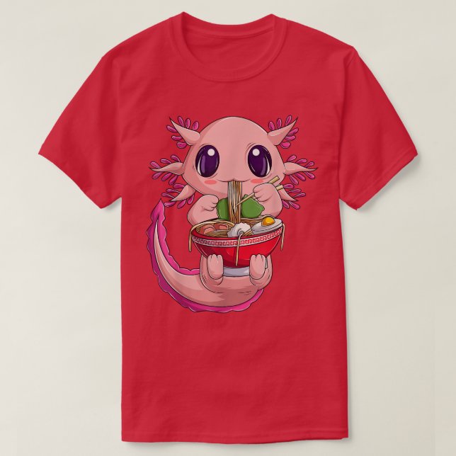 T-shirt Chemise Axolotl Pour Femmes Filles, Nood Ramen Jap (Design devant)
