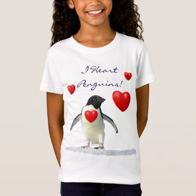 T-Shirt Chemise Bébé-Poupée Cute I Heart Penguins Animal-L (Devant)