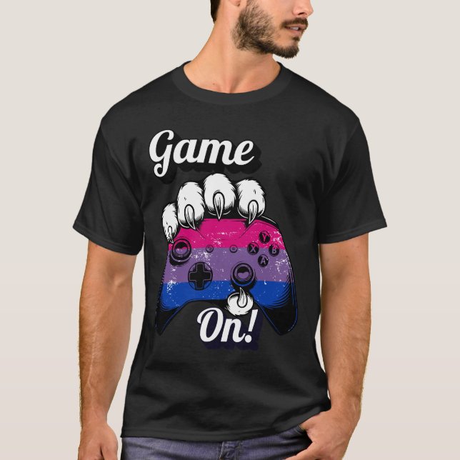 T-shirt Chemise Bisexuel Fier Game On Manette Patte de Tig (Devant)