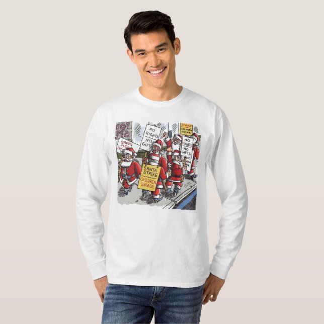 T-shirt Chemise blanche à manches longues Santa Strike pou (Devant entier)