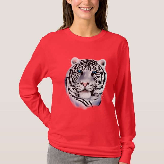 T-shirt Chemise blanche de visage de tigre (Devant)
