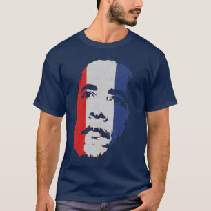 T-shirt Chemise blanche d'Obama et bleue rouge de visage