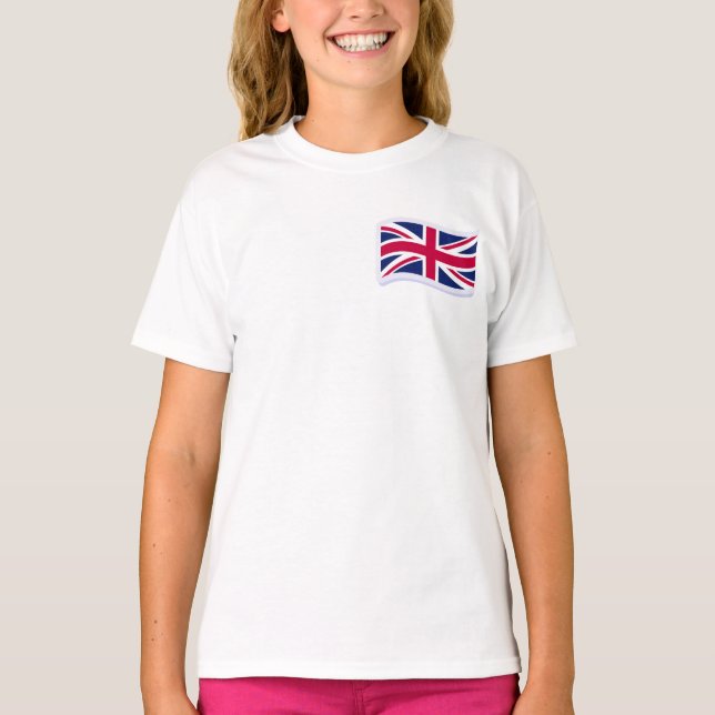 T-shirt Chemise Blanche Fille avec Union Jack (Devant)