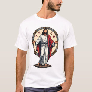 T-shirt Chemise blanche gravée Christ Alpha Oméga