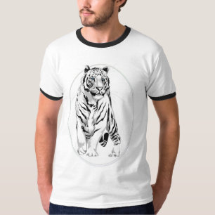 T-shirt Chemise blanche majestueuse encadrée de tigre