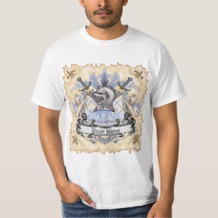 T-shirt Chemise Bleu Chevalier Famille Armoiries Nom de Fa